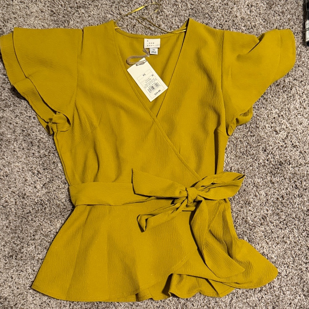 a new day Women's Yellow Wrap Top